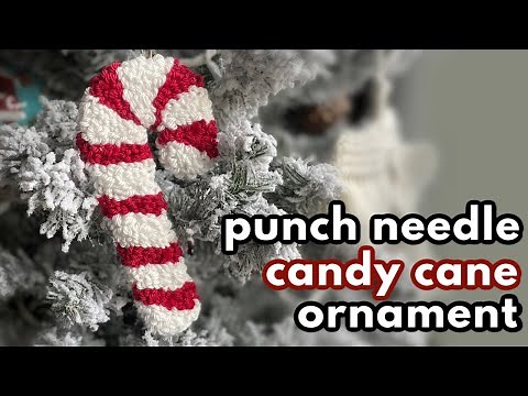Punch Needle Ornaments DIY | Candy Cane Pattern