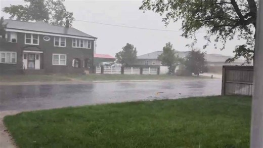 Intense thunderstorms roll through town in Fort Morgan, Colorado, USA