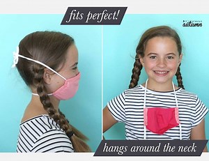 This is such a good idea! Swap out the ear loops on your fabric masks for a stretchy tie instead - it's more comfortable AND you can wear it down around your neck so it won't get lost. Get the full instructions here: https://www.itsalwaysautumn.com/comfortable-face-mask.html | It's Always Autumn