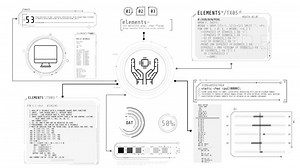 Animated display with programming codes and infographic elements