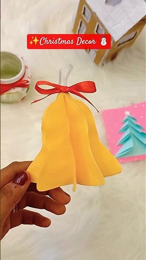 ✨️ DIY Christmas Bell Decor | 🔔 Easy Paper & Thread Craft ✨ | Aesthetic Xmas Idea 🎄#christmasdecor