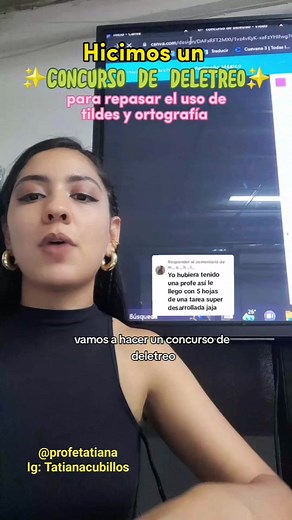 Hicimos un concurso de deletreo para empezar la clase con mis chicos de grado sexto ✨️👩‍🏫 Quedamos con ganas de seguir haciendo más de estos ejercicios para fortalecer las habilidades ortográficas 🪄🤗 Yo lo hice estilo torneo, y al final solo hubo un ganador de todo el curso. #juegoenclase #maestra #profestiktokers #ProfesEnTikTok #ProfesEnTikTok #profe #docencia #educación #profesor #maestrasecundaria #momentosdivertidos #docente #maestratiktoker #concurso #cosasdeprofes | Profe Tatiana