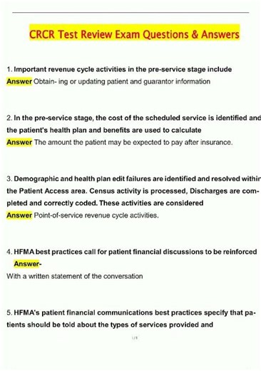 Latest CRCR Test Review Exam Latest Update Questions and Verified Answers 100 Correct Grade A579 vid