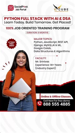 Python Full Stack Coaching With AI & DSA #pythonfullstack #fresher #itcourses #itcareer #ytshorts
