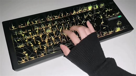 Black spider-web keyboard, dark vibe unleashing cool power!😎🕷️🖤⌨️ #fyp #foryoupage #keyboard #typ #mechanicalkeyboard #customkeyboard #zornher #zh870 #small #compact #energy #asmr #cool #game #trend