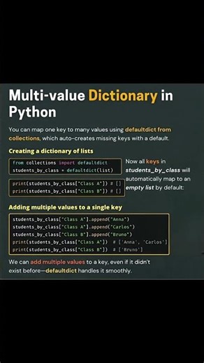 Multi-value Dictionary in Python #shorts #python #viral