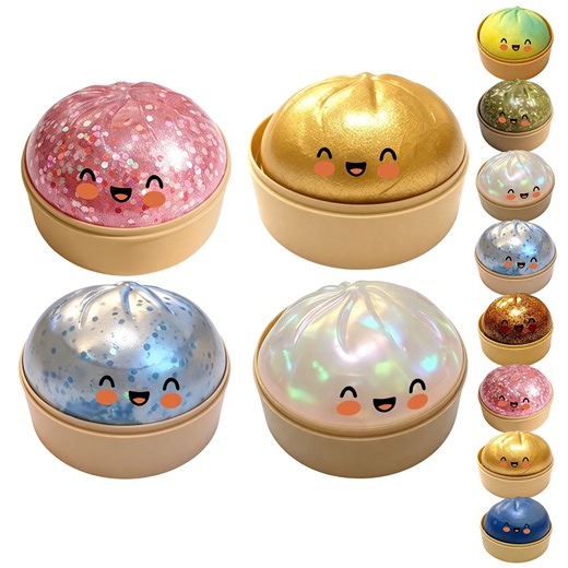 Tupukom Save on Fidget Toys, Glitter Dumpling Squish, 2026 New Bun Squeeze Stress Relief Ball with Steamer Box for Stress Relief