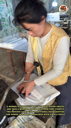 Efficient Hand-Rolling Process for Paper Sheets | Traditional Manual Crafting in a Local Workshop