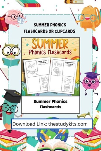 Summer Phonics Flashcards or Clipcards – Printable Summer Phonics Cards for Kids