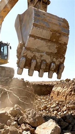 Massive Excavator Digging Rocky Ground! 🚧 Raw Earthmoving Power