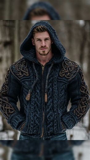 Men's Vintage Viking Knit Hooded Sweater, Fast delivery in 4 days,Global shipping
