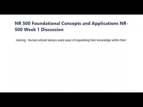 NR 500 Foundational Concepts and Applications NR500 Week 1 Discussion