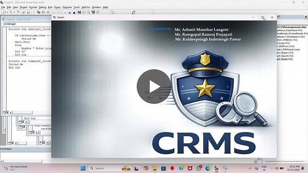 Project CRSM (Crime Records Management System) is a comprehensive desktop application engineered to streamline the digitization and organization of law enforcement data. Developed using Visual Basic,… | Archana Kundu