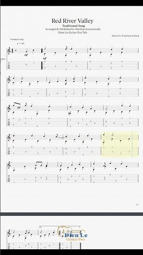 Red River Valley Traditional Song Acoustic Guitar Arrangement