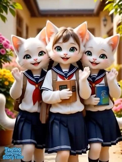 Korean Cat’s First Day at School 🐱🎒 | Cute Cat Story for Kids | Funny Cat Animation