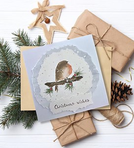Handmade Watercolor Robin Christmas Card | Rustic Winter Design - Etsy UK