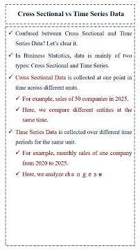 Cross-Sectional vs Time Series Data Explained | Business Statistics | MBA Shorts #managementstudies