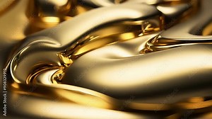 A mesmerizing stream of golden liquid glides gracefully across a polished surface, reflecting light beautifully.