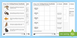 Terrifying Pterosaur Classification Worksheets