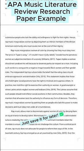 APA Music Literature Review Research Paper Example