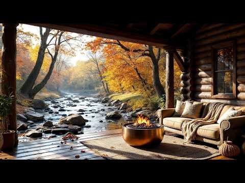 Babbling Brook Log Cabin 🍂 Cozy Creek Sounds & Nature Ambience | 8 Hours