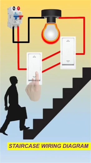 2 Two Way Switch 1 Bulb Staircase Wiring Diagram ⚡ | 2 Way Switch Connection | Staircase Wiring