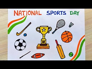 National sports day drawing step by step| National sports day poster|How to draw sports day drawing