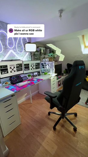 White Gaming Room with Rainbow RGB Light