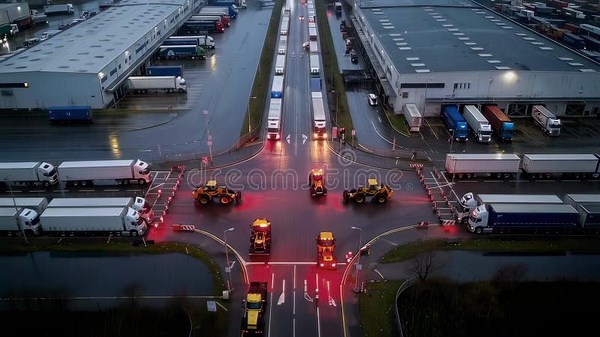 Aerial View of Logistics Center with Trucks Waiting at Checkpoint, Warehouse Distribution Hub with Controlled Traffic Flow, Cargo Stock Footage - Video of storage, industry: 448432236