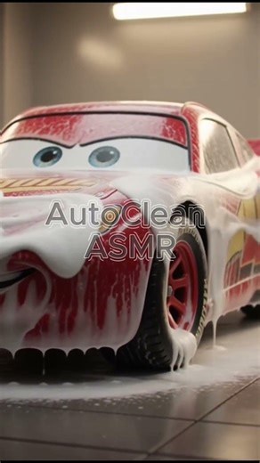So relaxing… ASMR washing Lightning McQueen #asmr #asmrshorts #satisfying #satisfyingvideo #carasmr