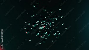 Futuristic Dark matter Looking sci-fi particles. Shiny metal particles disintegration animation emitting from center of the screen. Dissolving chemical substance isolated on dark background video Stock Video