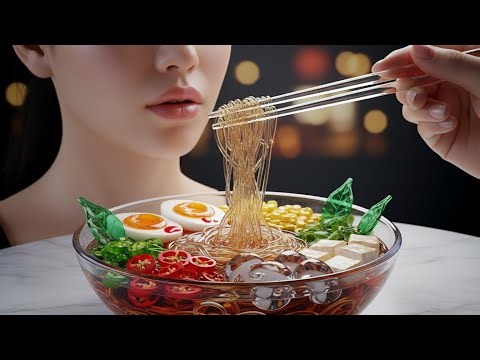 Making a Veggie Ramen Bowl With GLASS Ingredients 🍜✨ (Satisfying ASMR Cooking)