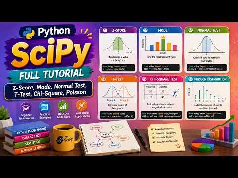 Python SciPy Full Tutorial Z‑Score, Mode, Normal Test, T‑Test, Chi‑Square, Poisson