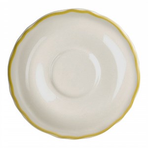 Homer Laughlin from Steelite International Styleline Old Gold 5 5/8" Scalloped China Saucer - 36/Case