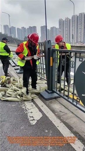 Urban Bridge Guardrail Installation: Teamwork in Action