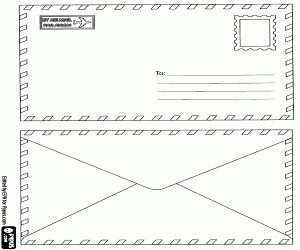 An envelope for mailing coloring page printable game