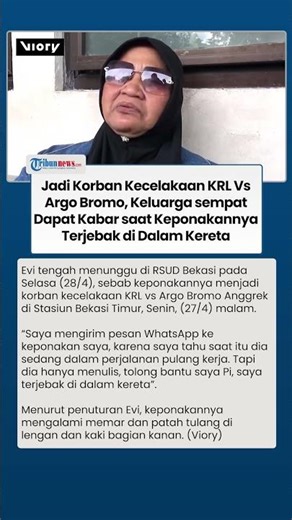 Salah Satu Korban Laka KRL vs KA Argo Bromo sempat Hubungi Pihak Keluarga: Tolong, Saya Terjebak