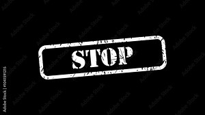 Stop stamp sign in grunge style graphic animation. Alpha channel. Transparent background motion design. 4K resolution Stock Video