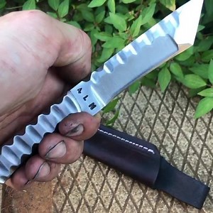 1K views · 83 reactions | “Steel Vole” ⚔️ Small, easily concealable tanto fixed-blade made from 5160 high carbon spring steel with rock-patterned steel scales. The overall length is 6.75”. The blade length is 3.25”. Handmade leather sheath. #knife #knives #bladesmith #blacksmith #knifemaker #knifemaking #badass #handmade #handforged #edc #hunting #viking #outdoor #andyalmcustomknives | Andy Alm Custom Knives | Facebook