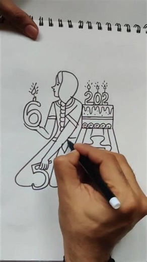 Quick simple and easy Happy New year poster using word CAKE/ Happy New year 2026 drawing