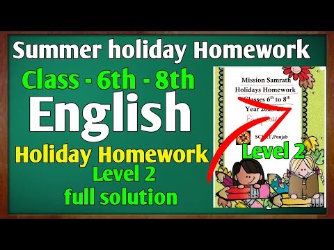 PSEB mission Samrat class 6 to 8th English holiday homework level 2 full solution #pseb