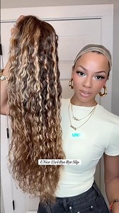 CARMEL BROWN WITH HONEY HIGHLIGHTS UNICE GLUELESS WIG TUTORIAL BYE BYE SLIP 13 x 4 CURLY WATER WAVE