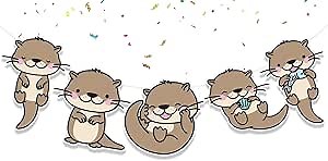 Otter Birthday Banner – Cute Sea Otter Party Decorations for Kids Birthday, Baby Shower, Under the Sea and Ocean Theme Supplies