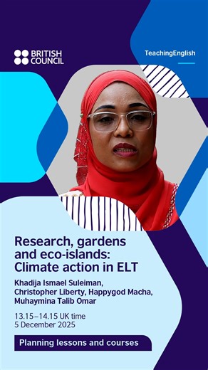 This session will help you to get creative on the theme of climate action to really engage your learners. Whether it's investigating climate solutions from local indigenous knowledge, planting and maintaining a school garden, or even taking a class to do research on an eco-island, our presenters will share the place-based, experiential lesson activities they have planned and taught, helping their learners find real solutions to local problems. 🗓️ Date: 5 December 2025 13.15 UK time 👉 Register 