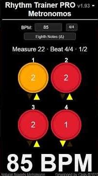 85 BPM_Eighth Notes #8thnotes #85bpm #metronome #metronomos #4/4 #rhythm #trainer #music #sound