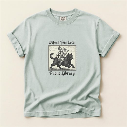 Defend Your Local Public Library T Shirt, Medieval Cat Knight Graphic Tee - Etsy