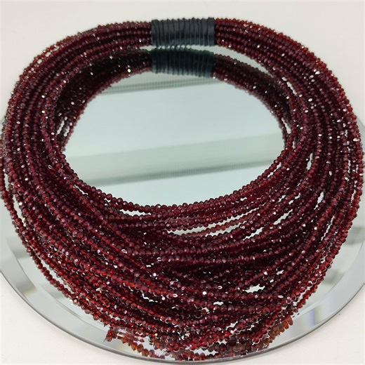 Multistrand Garnet Glass Bead Statement Necklace, Leather Bound Collar, Memory Wire Necklaces - Etsy