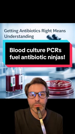 🧫 🔬🥼 For #SusceptibilitySunday a few notes on blood culture workflows, focusing on PCR technology because it can 😁help us get the right abx on board faster, while also getting rid of the wrong ones faster. ⭐️Remember to look for a PCR result whenever you see a positive blood culture!!! There is more to a blood culture than just these steps and a 60-second video, so learn about it more to be the best 💊🥷antibiotic ninja you can be! I used biomerieux for this bc I am familiar with their produ