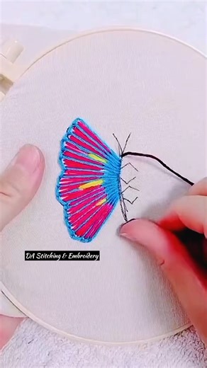So pretty butterfly hand embroidery #shorts #trending #video #stitch #bow #embroidery #ytshorts