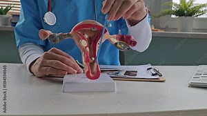 Model of human uterus and cervix taking analysis. Cytogram and cytological examination of cervical scrapings Stock Video